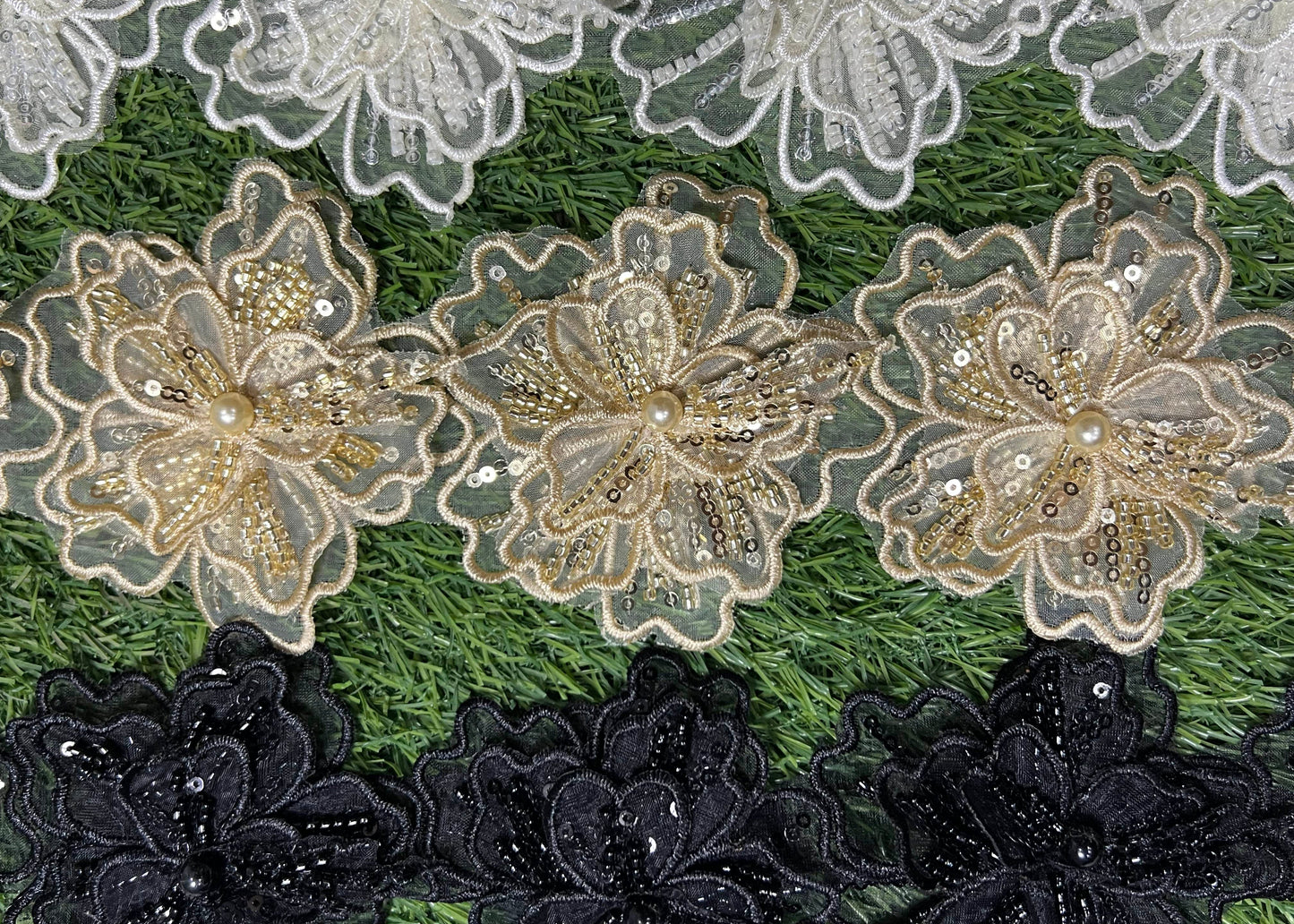Exquisite 5D Fancy Cutwork Flower Lace for Festive Pakistani Attire #20
