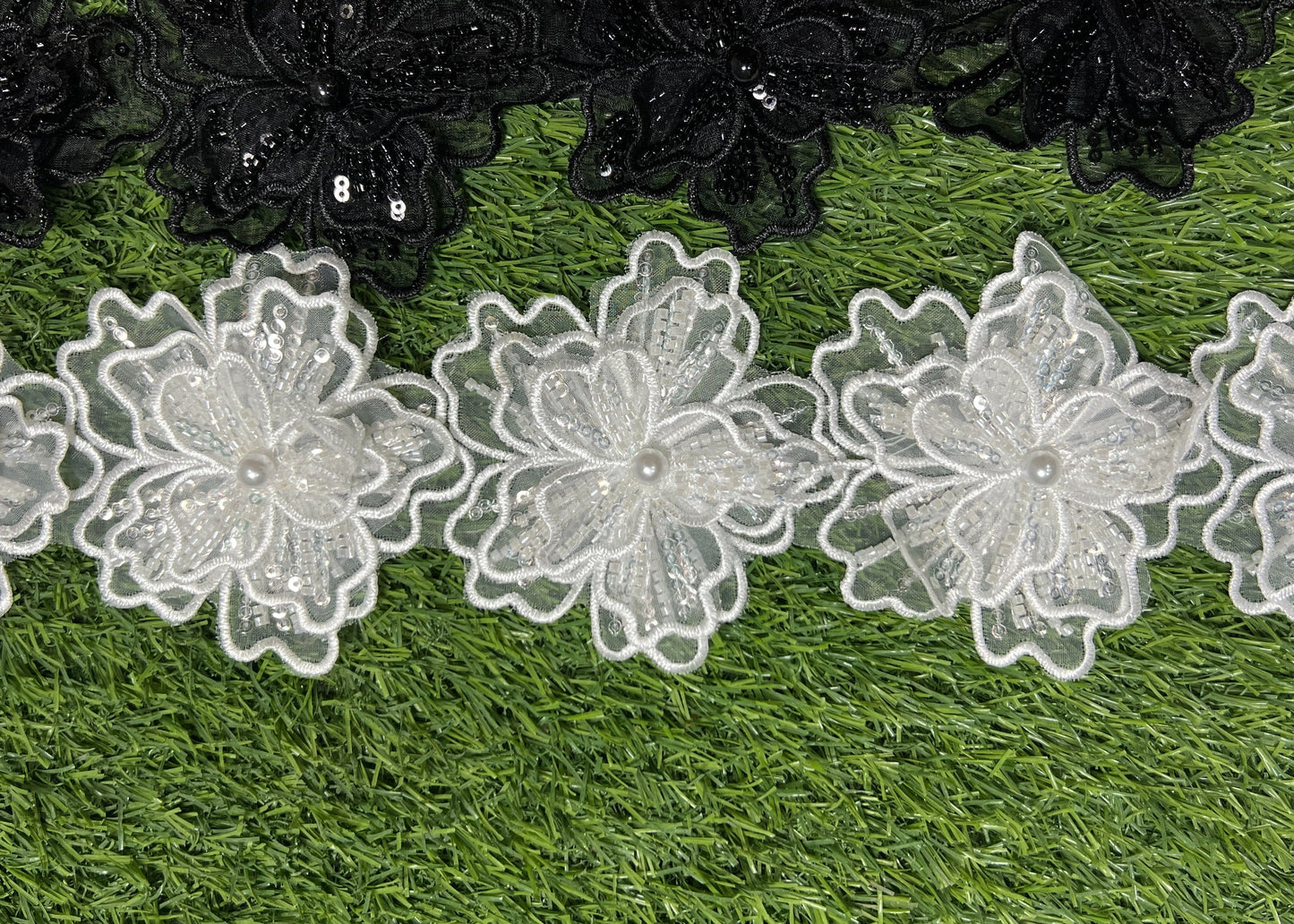 Exquisite 5D Fancy Cutwork Flower Lace for Festive Pakistani Attire #20