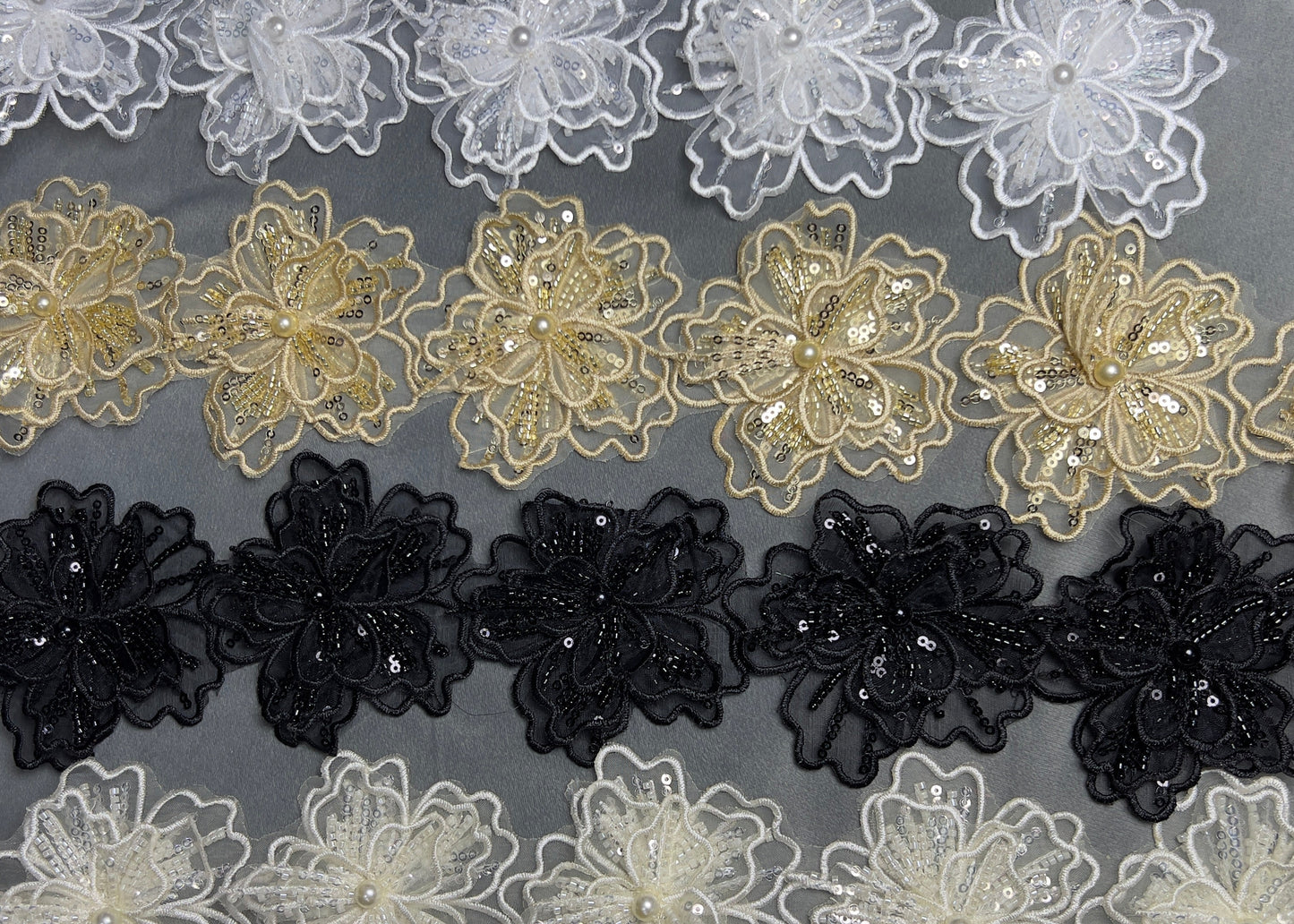 Exquisite 5D Fancy Cutwork Flower Lace for Festive Pakistani Attire #20