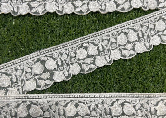 Luxurious 2-Inch Imported Organza Lace for Pakistani Dresses & Dupattas #17