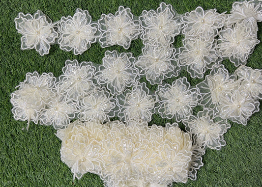 Exquisite 5D Fancy Cutwork Flower Lace for Festive Pakistani Attire #20