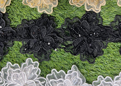 Exquisite 5D Fancy Cutwork Flower Lace for Festive Pakistani Attire #20