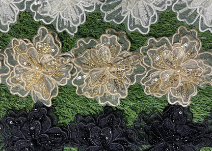 Exquisite 5D Fancy Cutwork Flower Lace for Festive Pakistani Attire #20