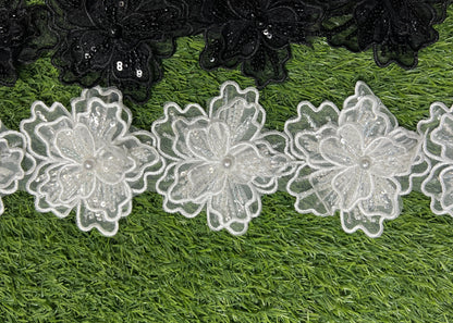 Exquisite 5D Fancy Cutwork Flower Lace for Festive Pakistani Attire #20