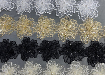 Exquisite 5D Fancy Cutwork Flower Lace for Festive Pakistani Attire #20