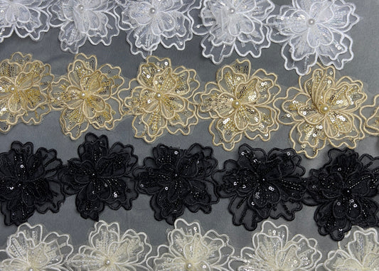 Exquisite 5D Fancy Cutwork Flower Lace for Festive Pakistani Attire #20